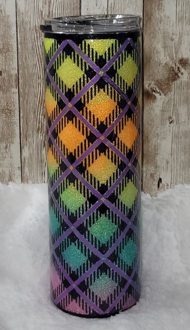 Rainbow Glitter Plaid